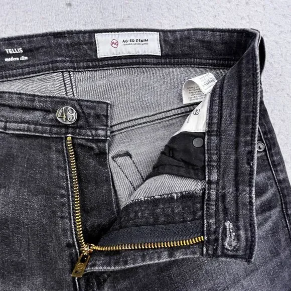 AG Adriano Goldschmied Tellis Modern Slim Jeans Mens 30x33 Black Denim - Picture 5 of 13